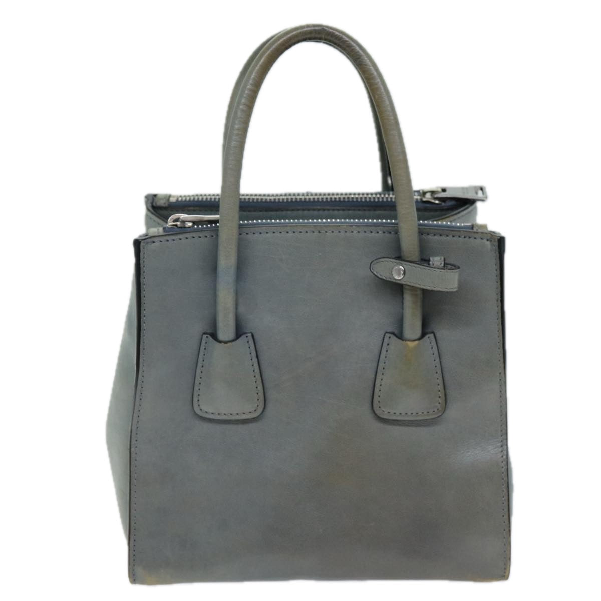 PRADA Hand Bag Leather 2way Gray Auth 72026 - 0