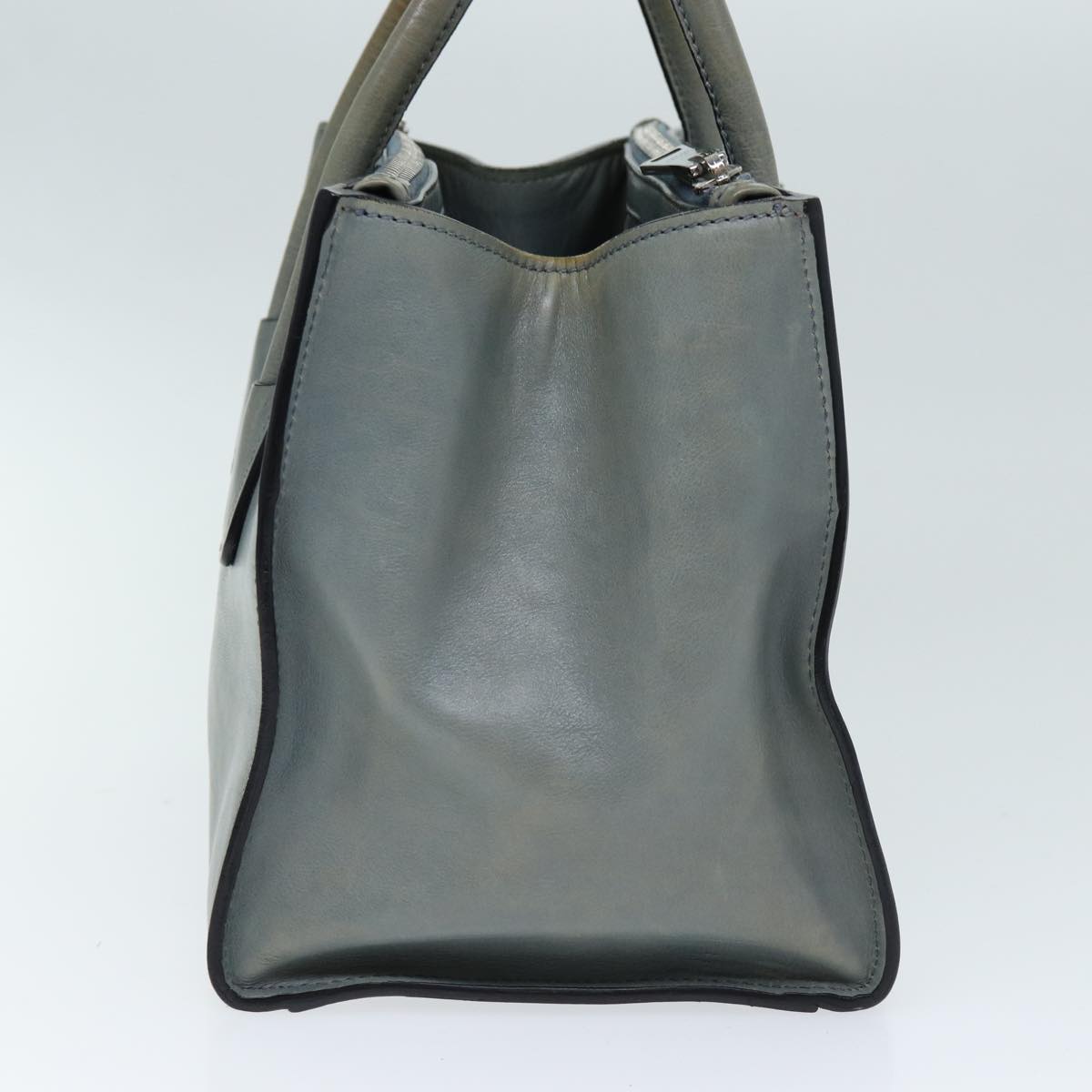 PRADA Hand Bag Leather 2way Gray Auth 72026