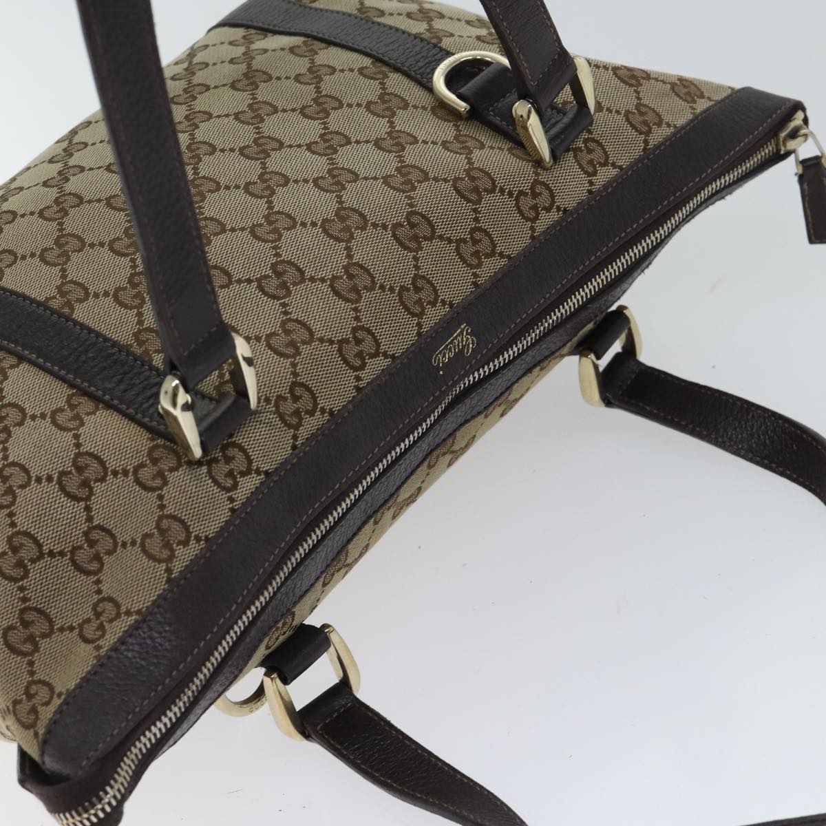 GUCCI GG Canvas Shoulder Bag Beige 141470 Auth 72027