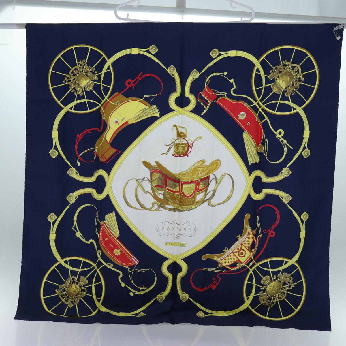 HERMES Carre 90 Scarf Silk Navy Auth 72052