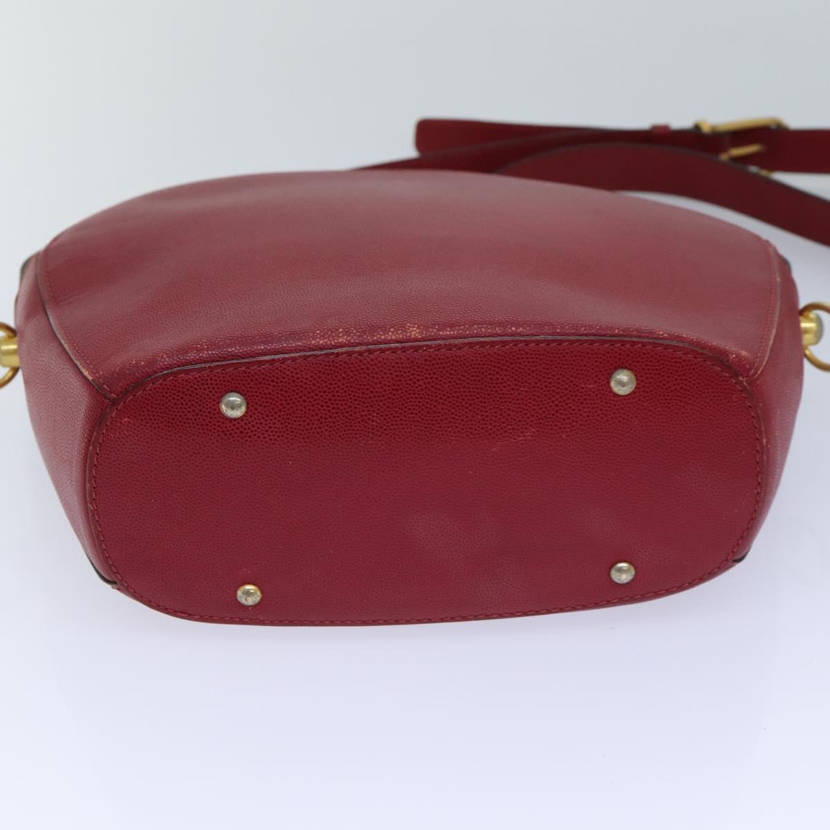 CELINE Shoulder Bag Leather Red Auth 72062