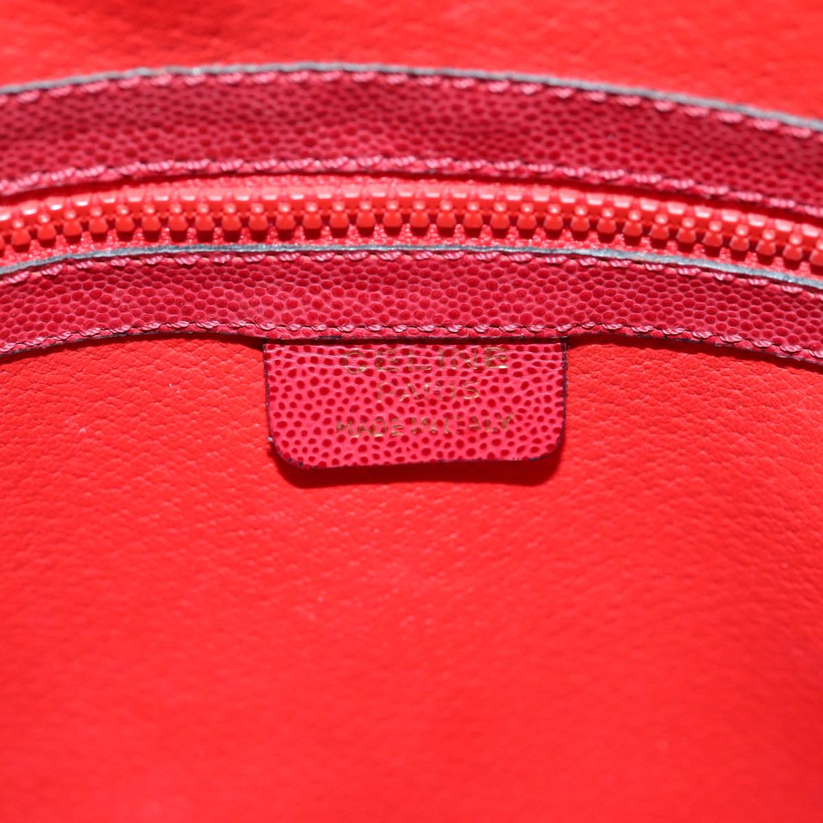 CELINE Shoulder Bag Leather Red Auth 72062