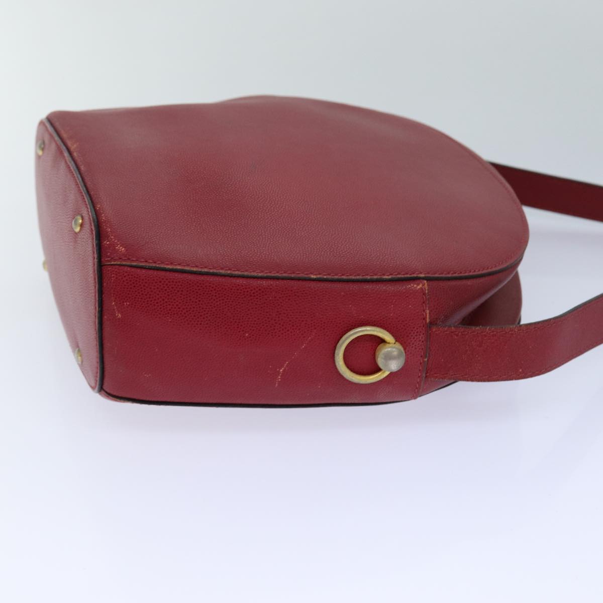 CELINE Shoulder Bag Leather Red Auth 72062