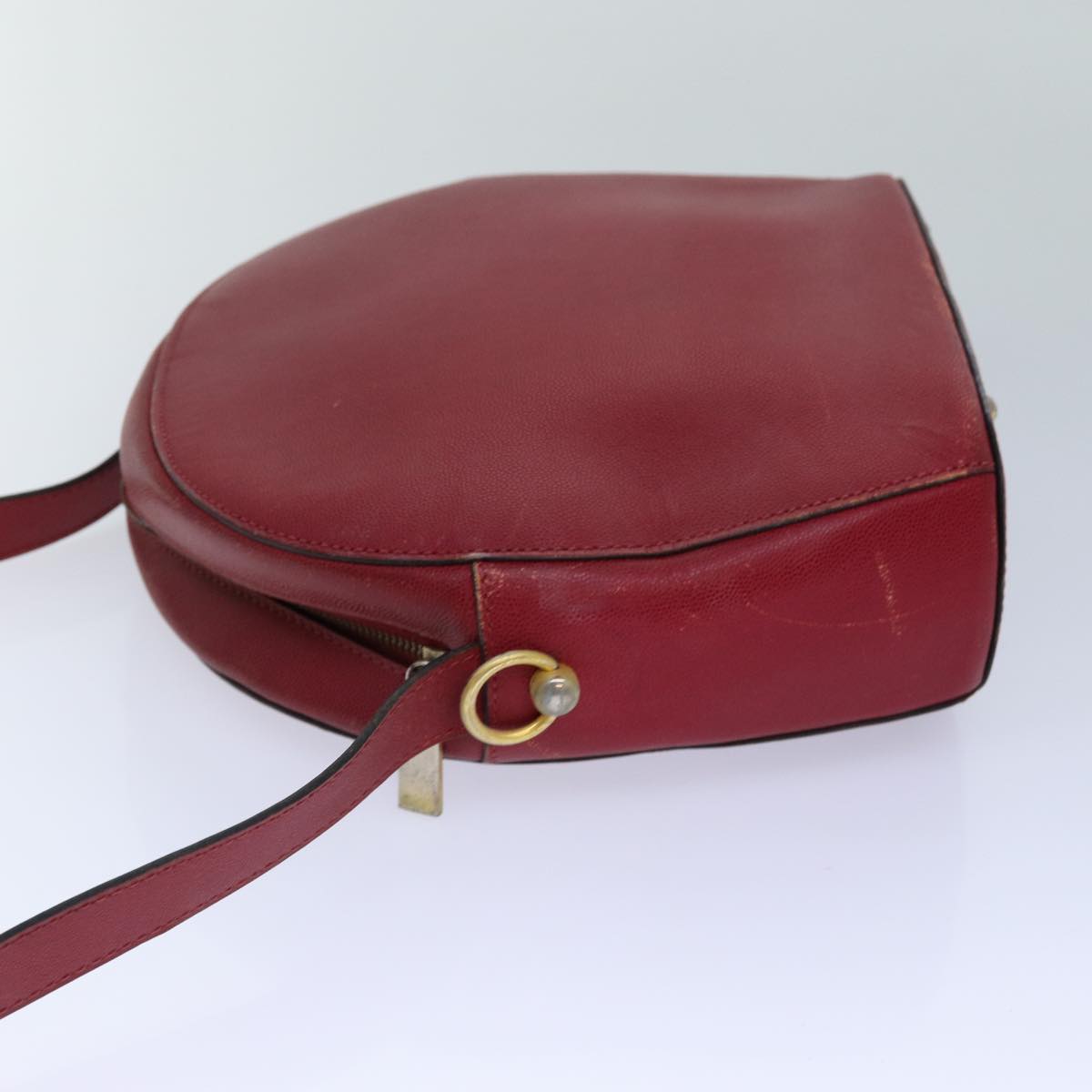 CELINE Shoulder Bag Leather Red Auth 72062