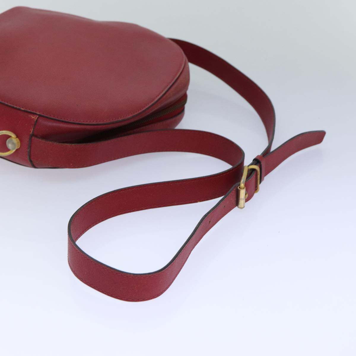 CELINE Shoulder Bag Leather Red Auth 72062