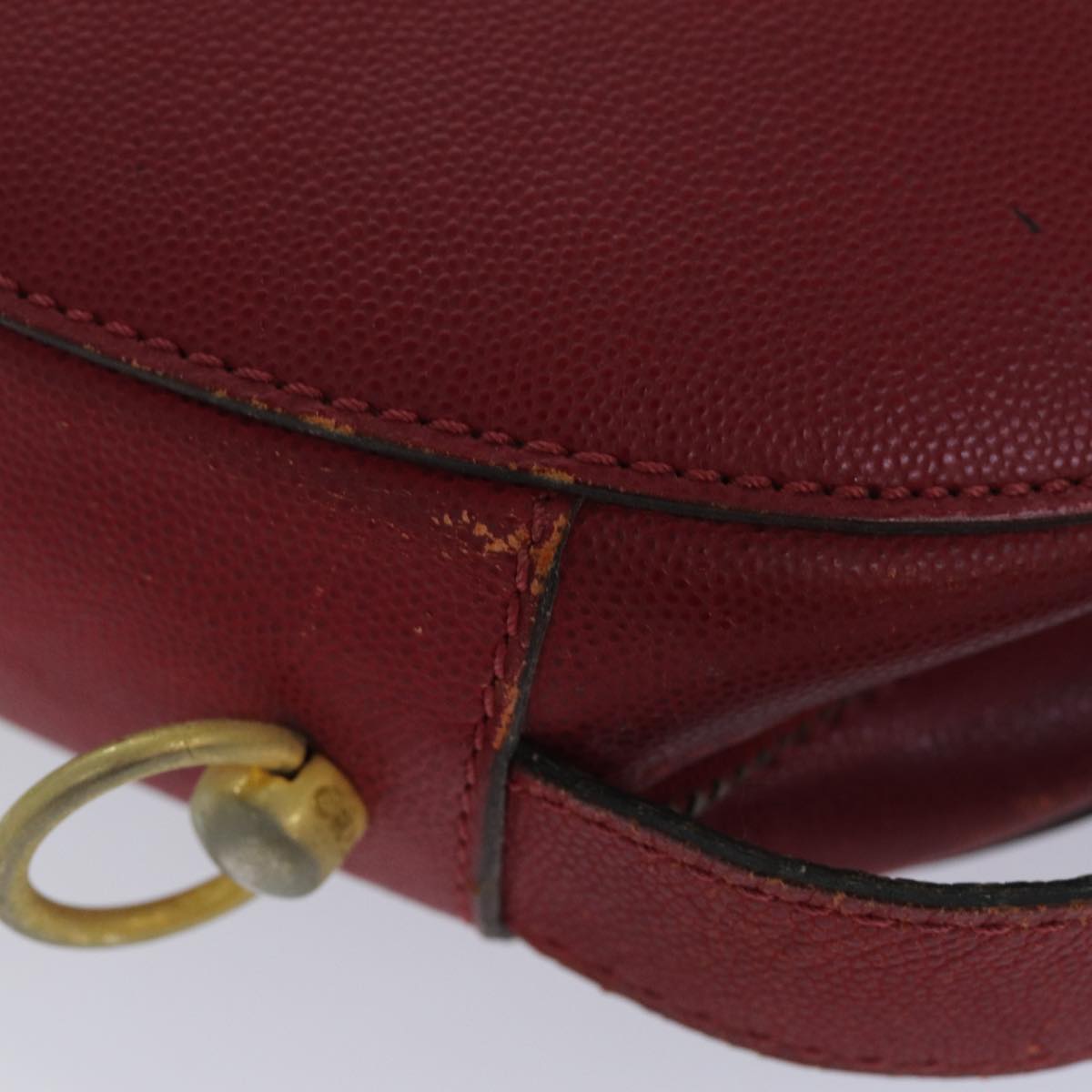 CELINE Shoulder Bag Leather Red Auth 72062