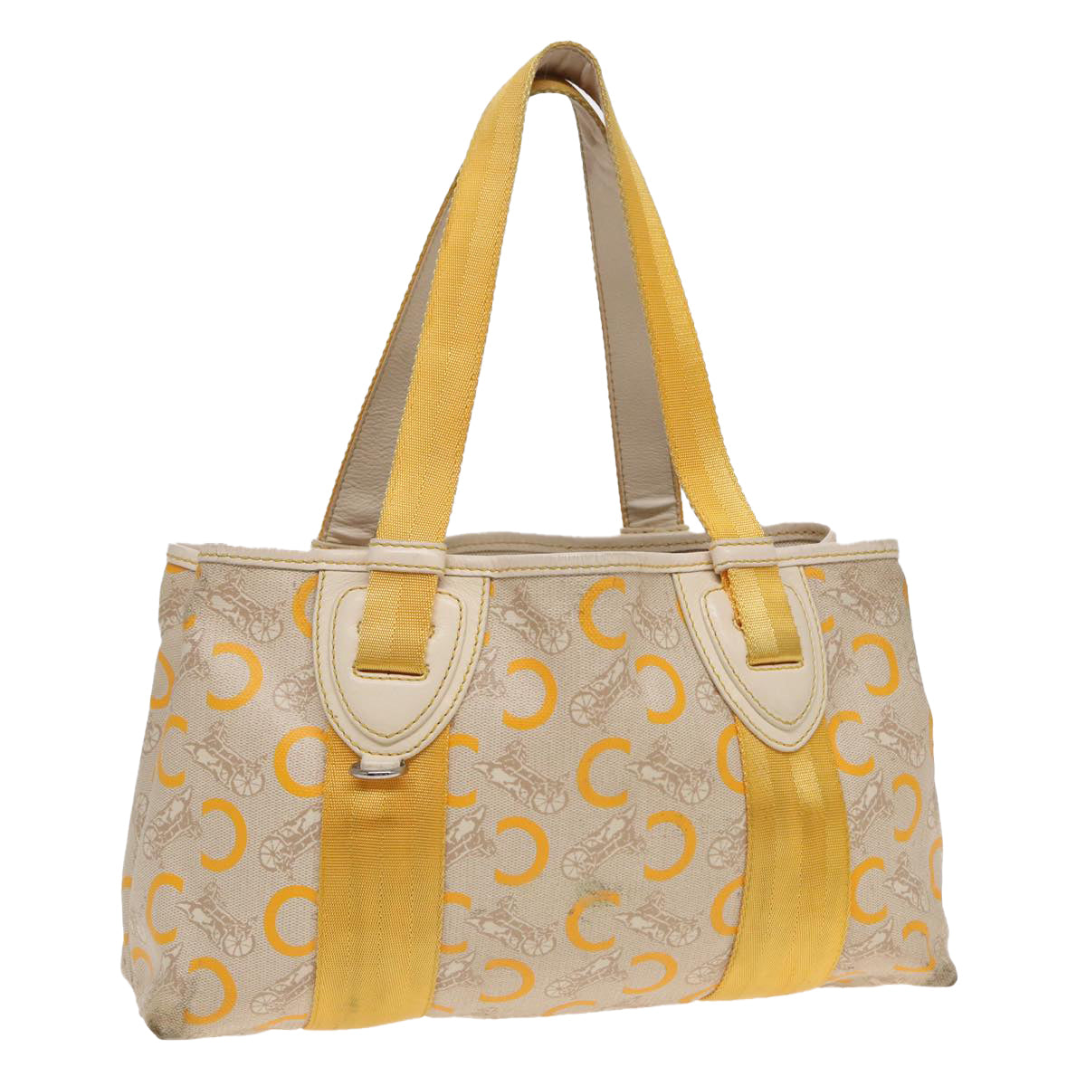 CELINE C Saluki Hand Bag Yellow Beige Auth 72063