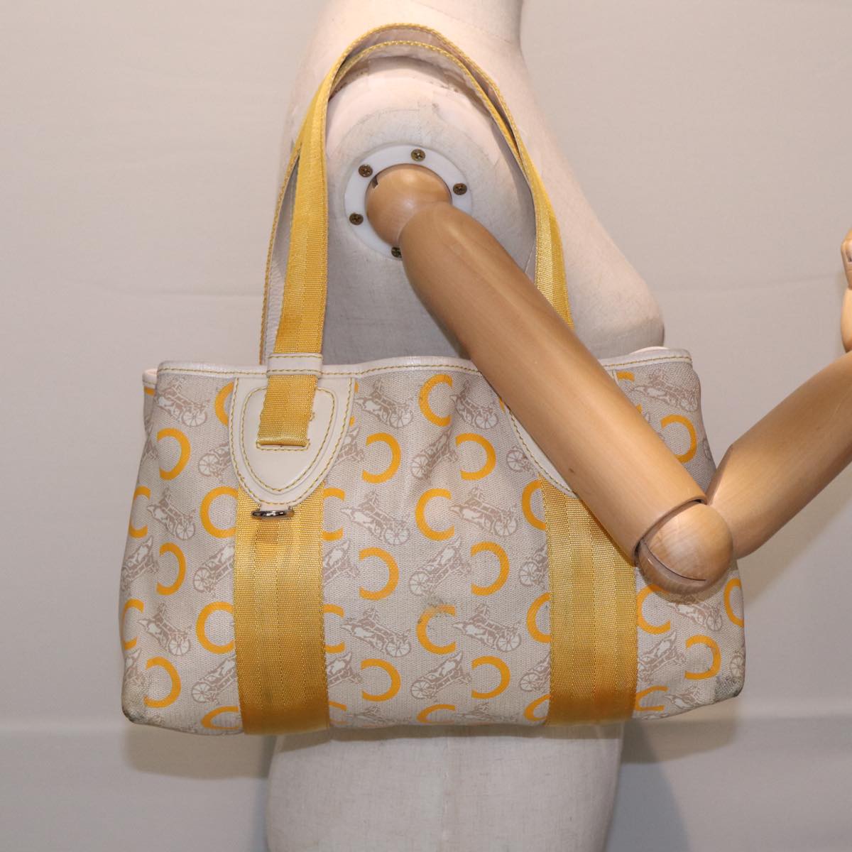 CELINE C Saluki Hand Bag Yellow Beige Auth 72063