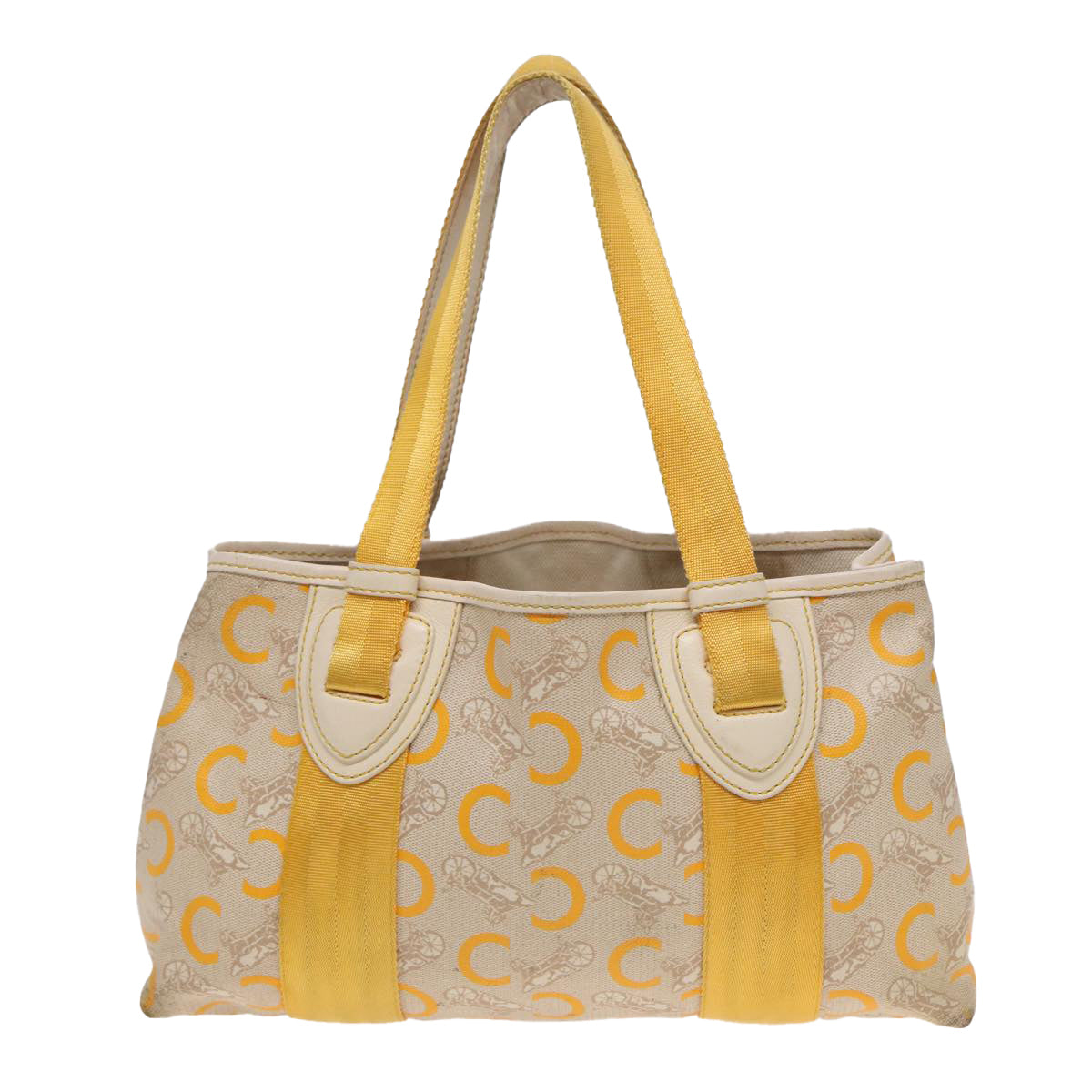 CELINE C Saluki Hand Bag Yellow Beige Auth 72063