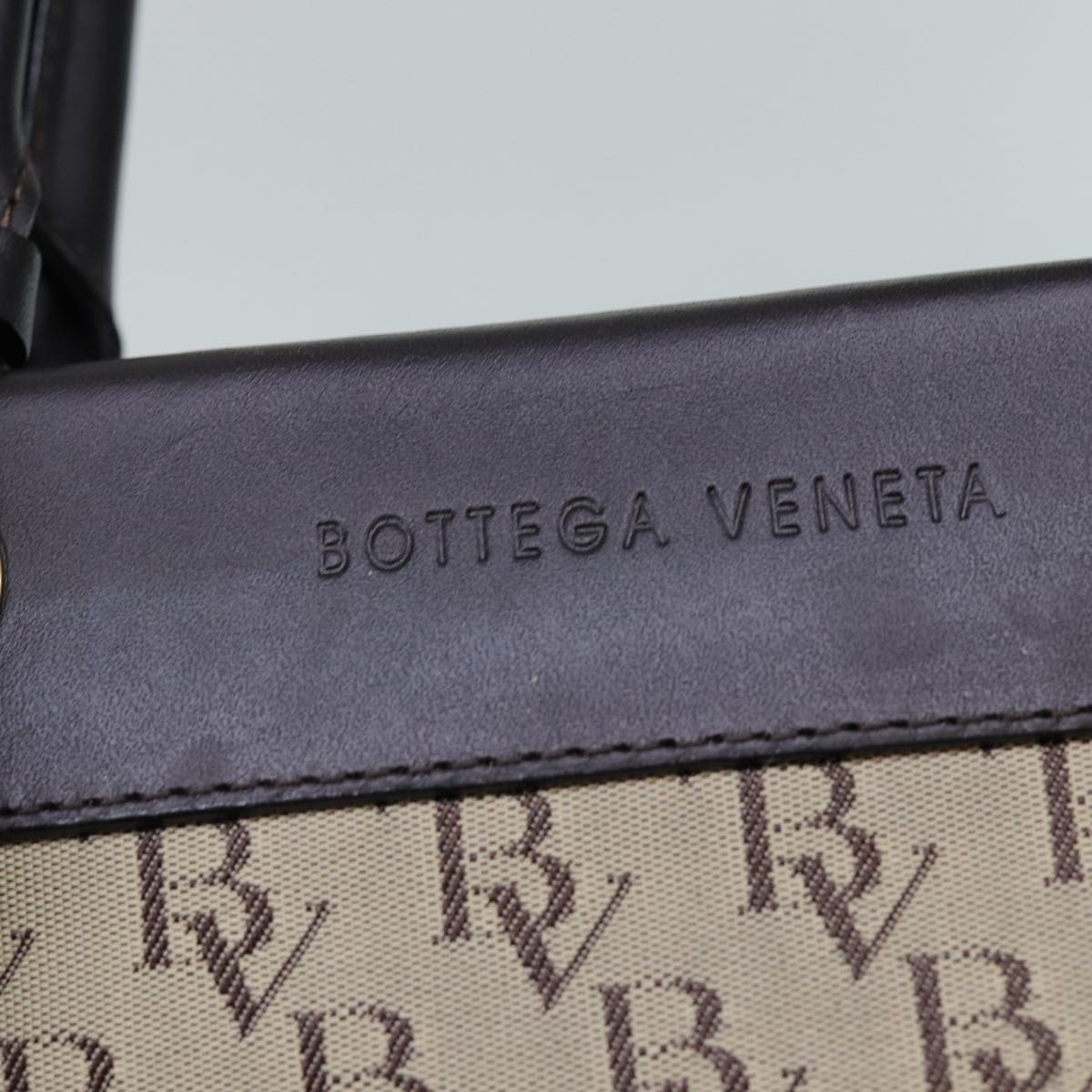 BOTTEGA VENETA Hand Bag Canvas 2way Beige Dark Brown Auth 72065