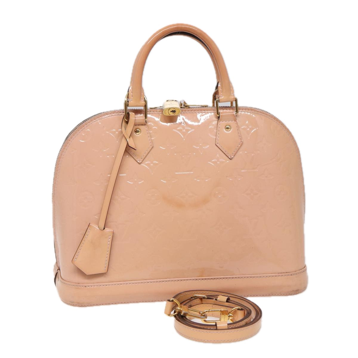 LOUIS VUITTON Monogram Vernis Alma PM Hand Bag Rose Valerine M50412 Auth 72067