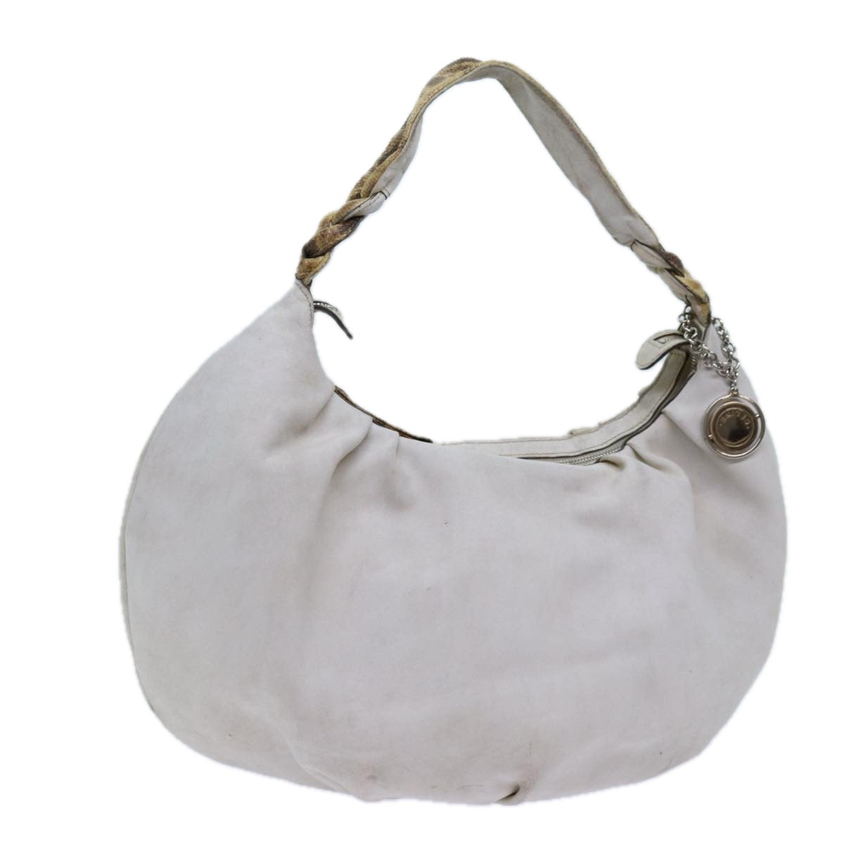 CELINE Shoulder Bag Leather White Auth 72072