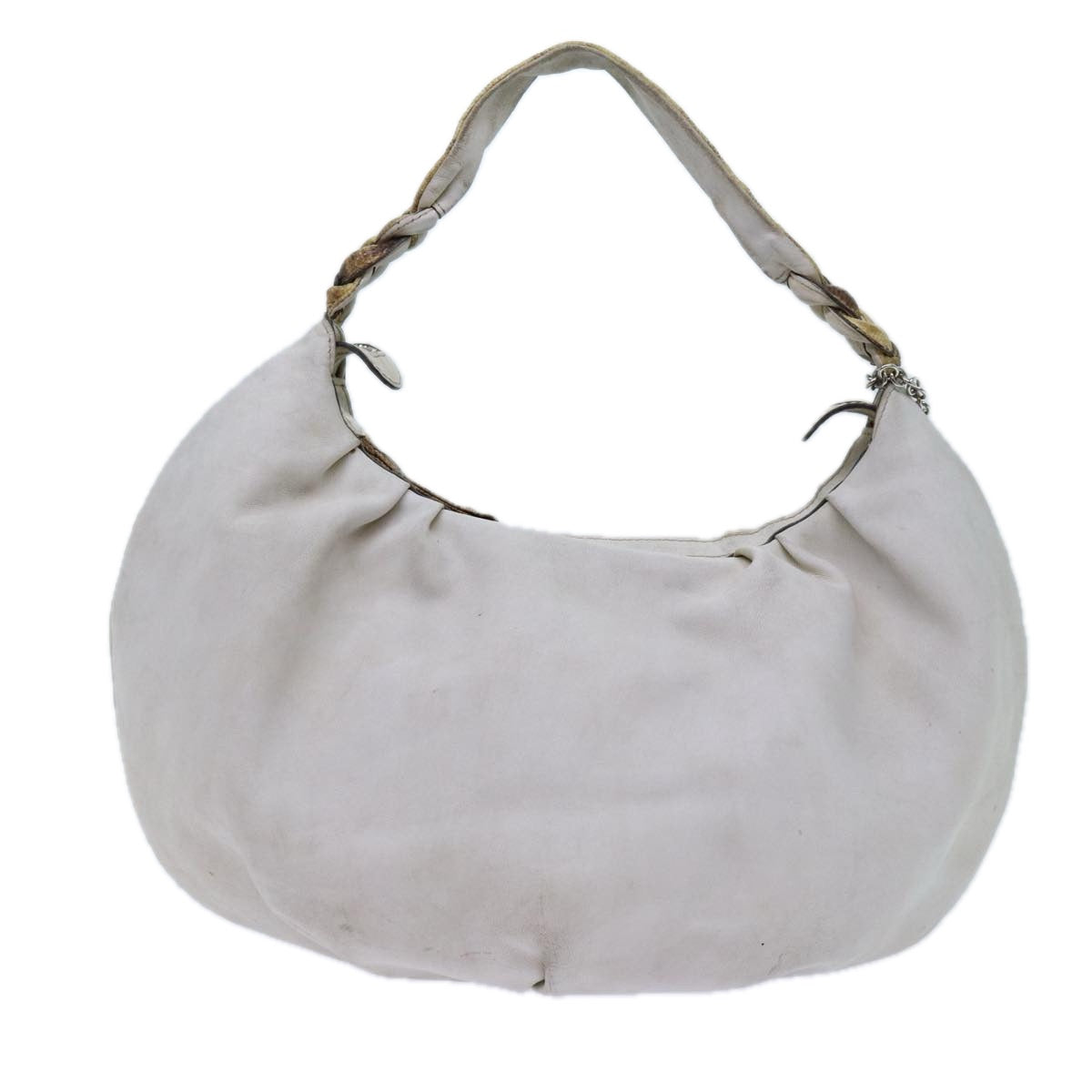 CELINE Shoulder Bag Leather White Auth 72072