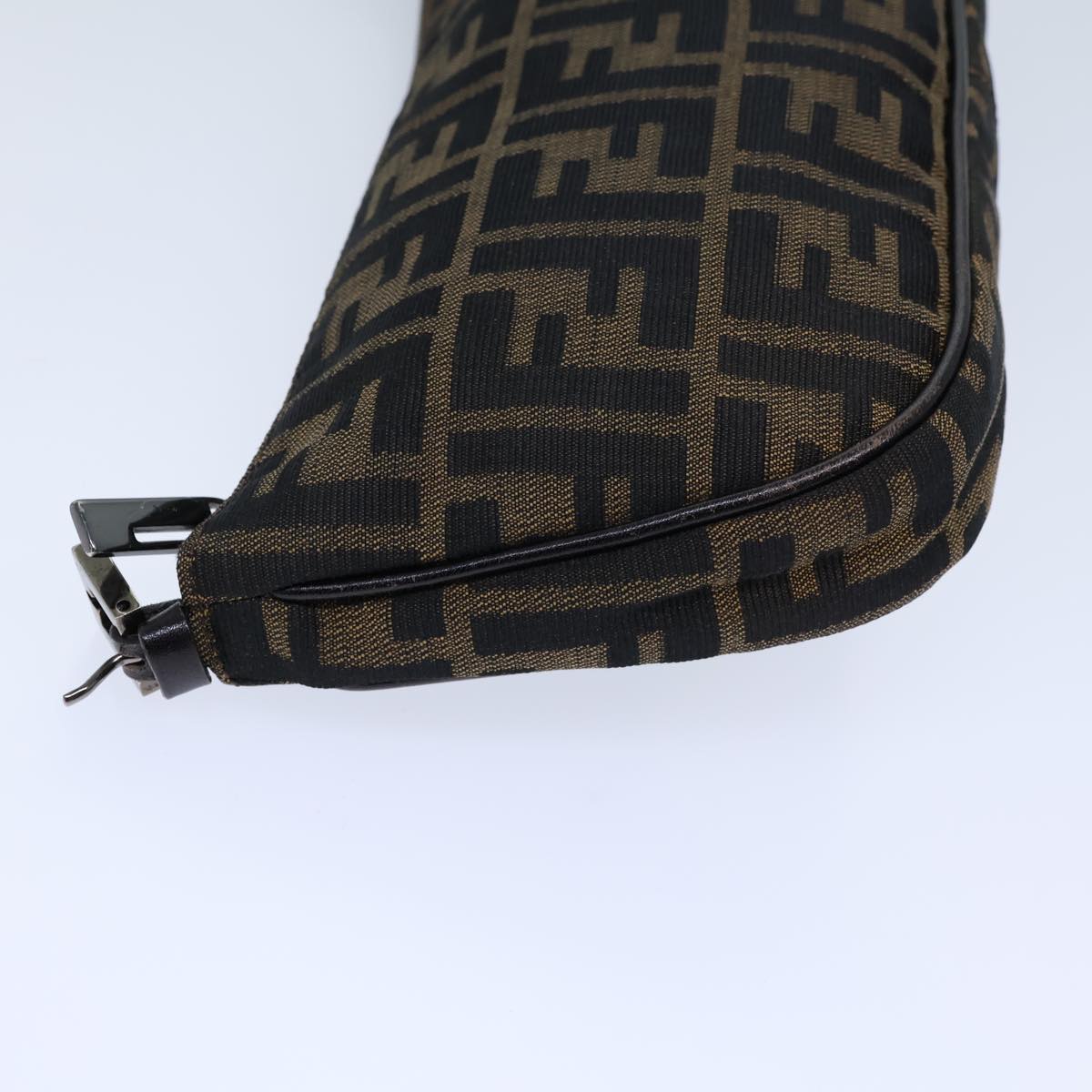 FENDI Zucca Canvas Shoulder Bag Brown Black Auth 72107