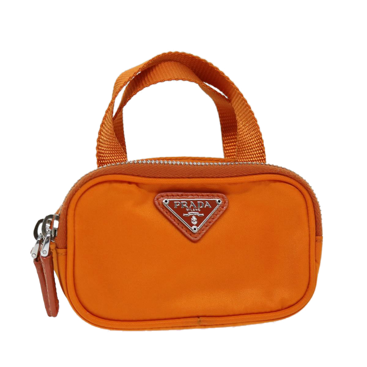 PRADA Pouch Nylon Orange Auth 72112