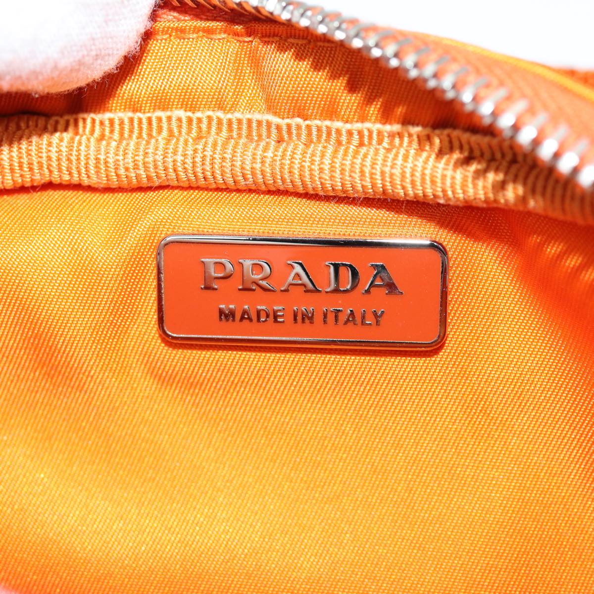 PRADA Pouch Nylon Orange Auth 72112