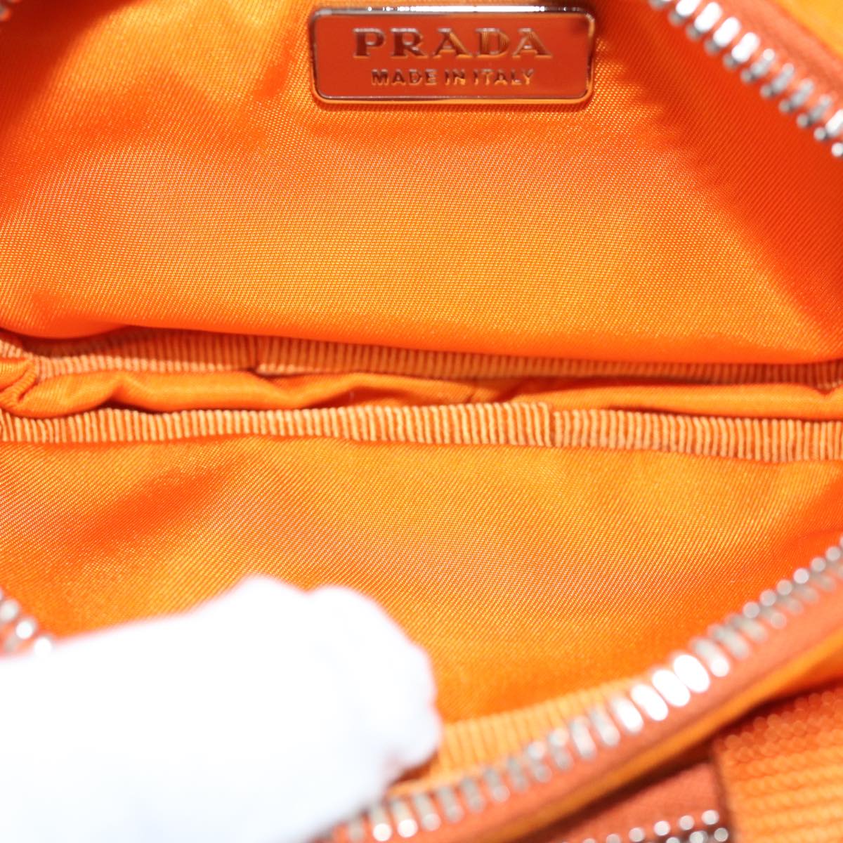 PRADA Pouch Nylon Orange Auth 72112