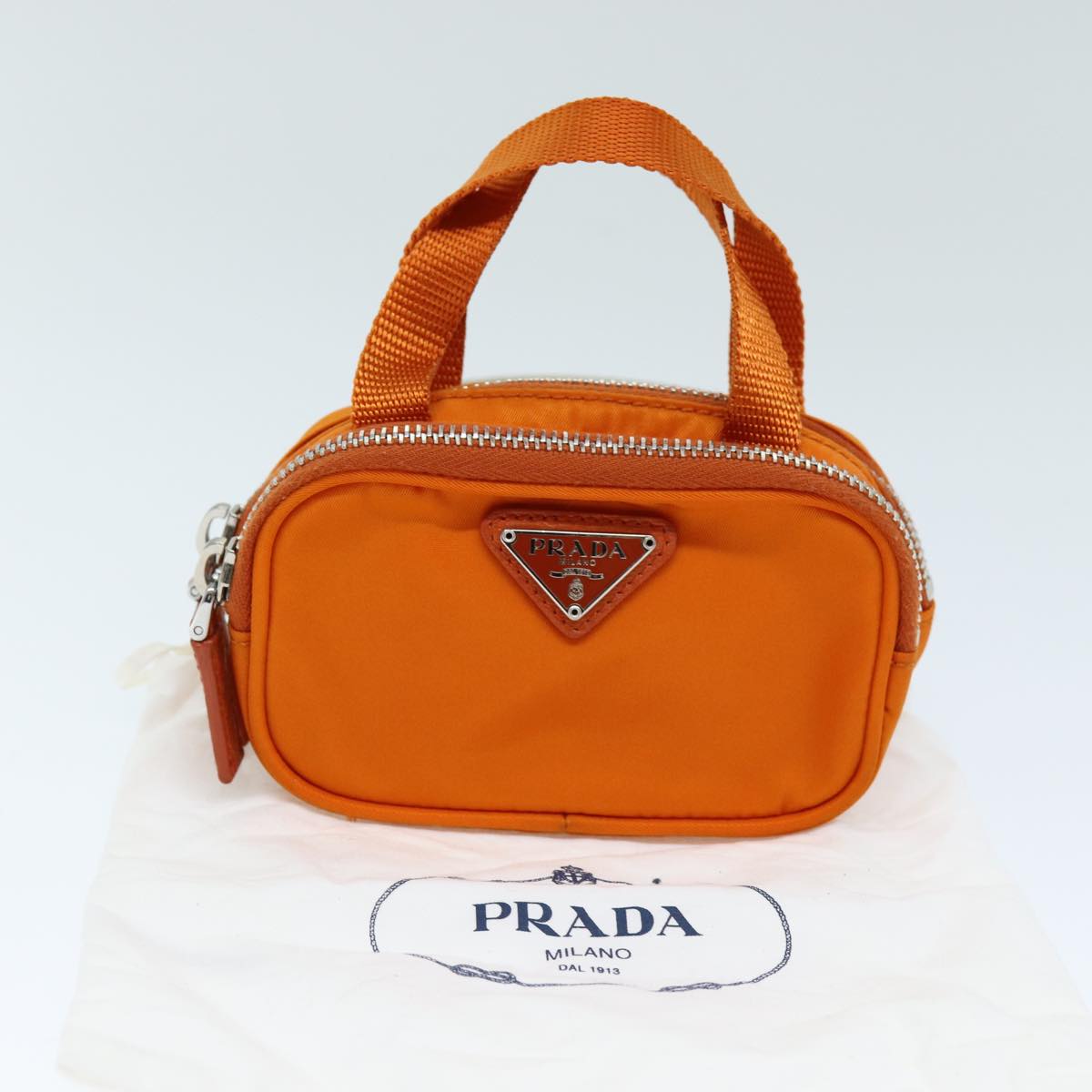 PRADA Pouch Nylon Orange Auth 72112