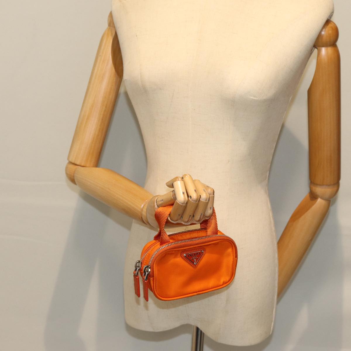 PRADA Pouch Nylon Orange Auth 72112