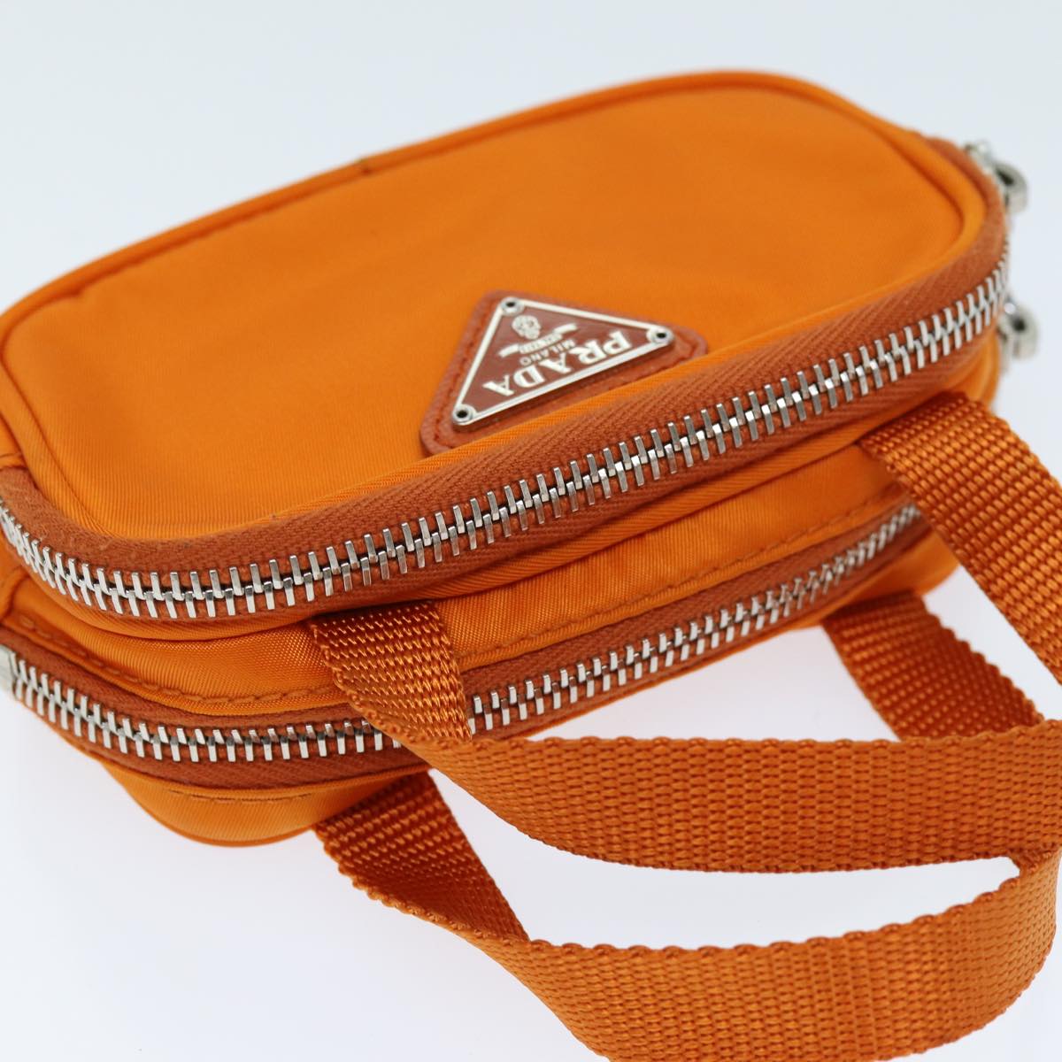 PRADA Pouch Nylon Orange Auth 72112