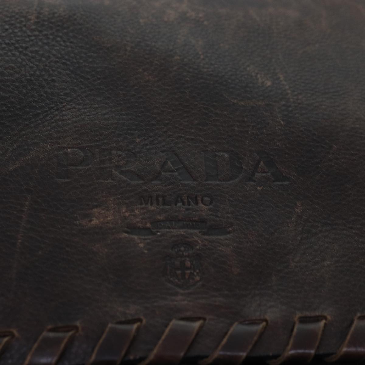 PRADA Shoulder Bag Leather Brown Auth 72118