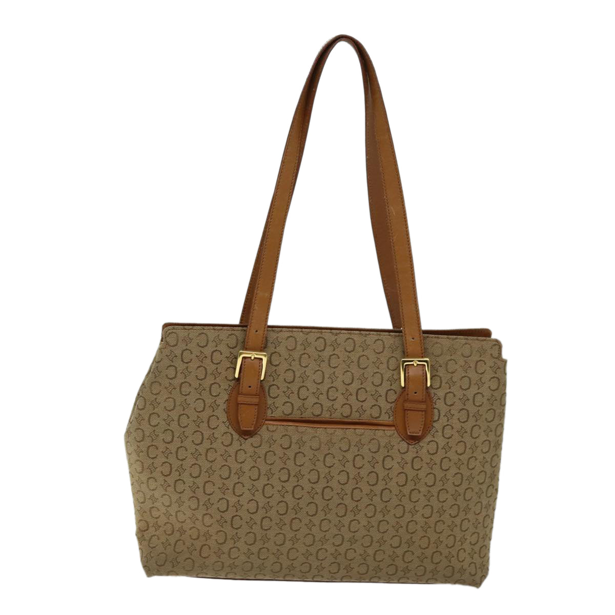 CELINE C Macadam Canvas Tote Bag Beige Auth 72148