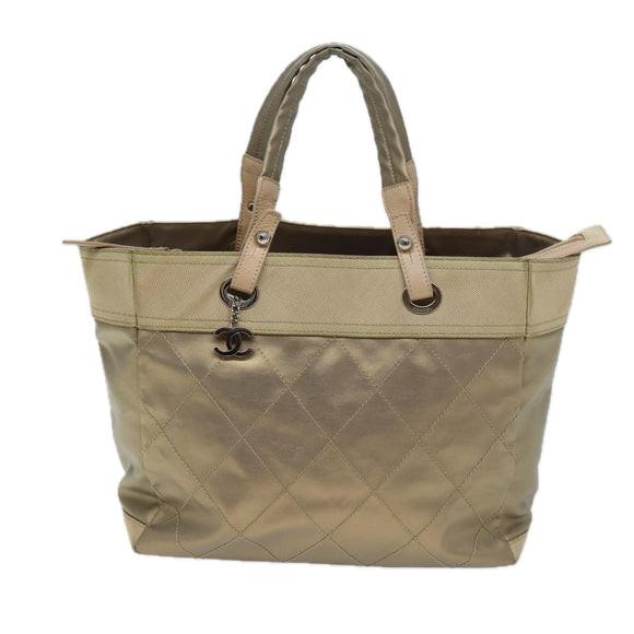 CHANEL Wild Stitch Tote Bag Leather Beige CC Auth 72149