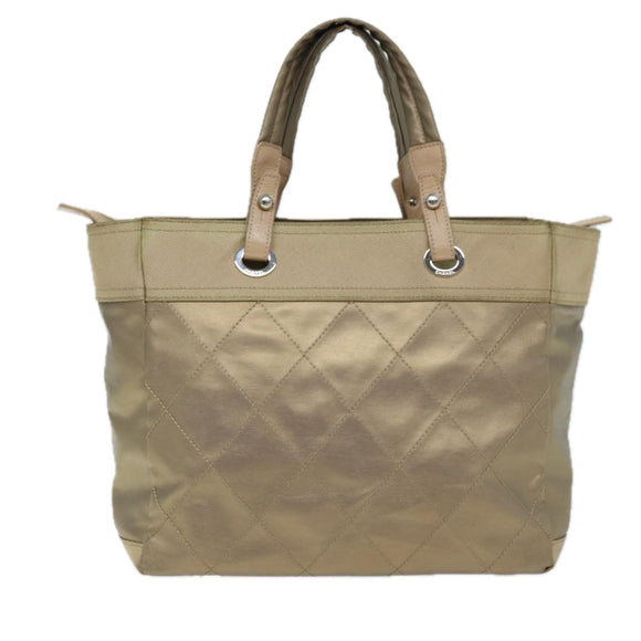 CHANEL Wild Stitch Tote Bag Leather Beige CC Auth 72149