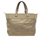 CHANEL Wild Stitch Tote Bag Leather Beige CC Auth 72149-2