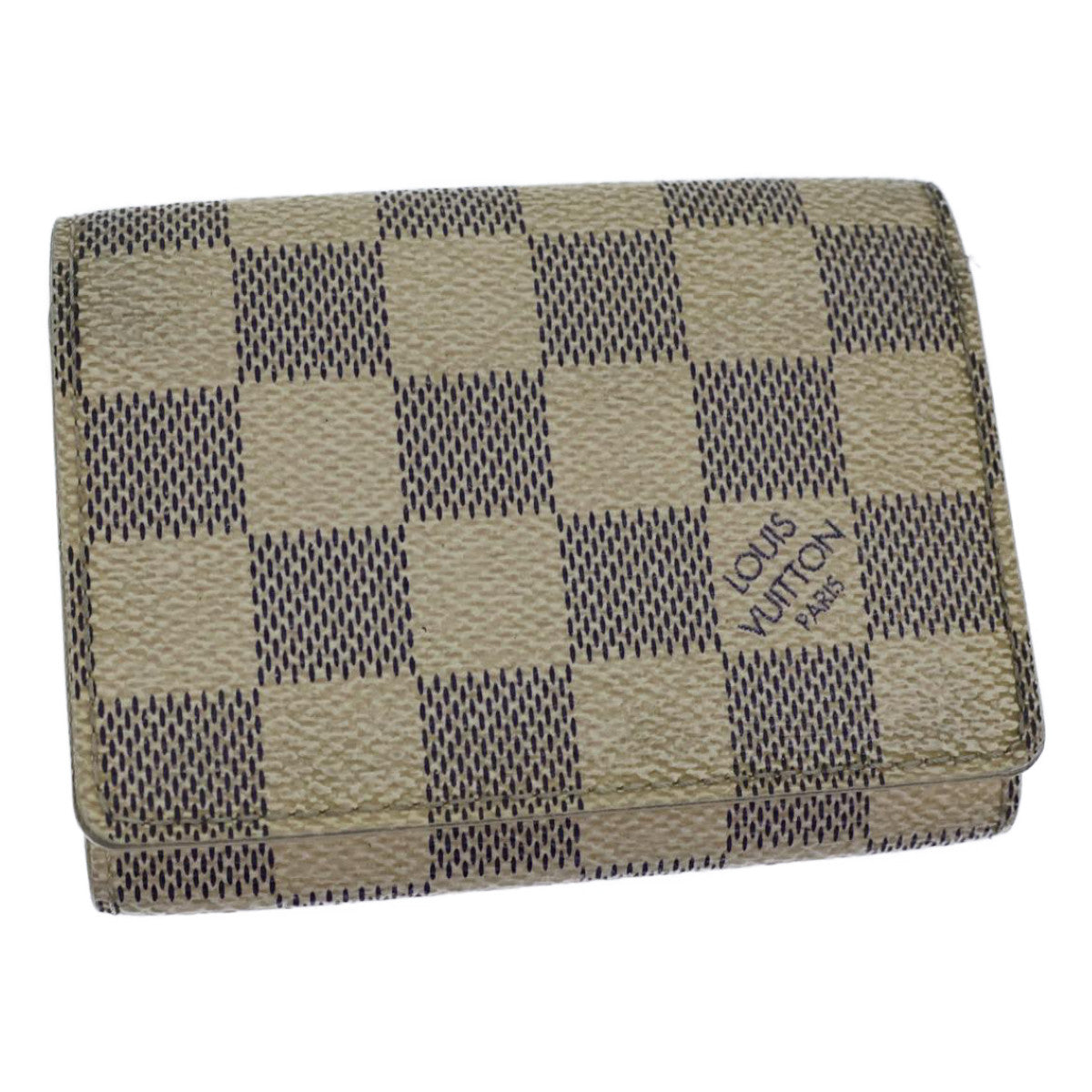 LOUIS VUITTON Damier Azur Amberop Cartes De Visit Card Case N61746 LV Auth 72153