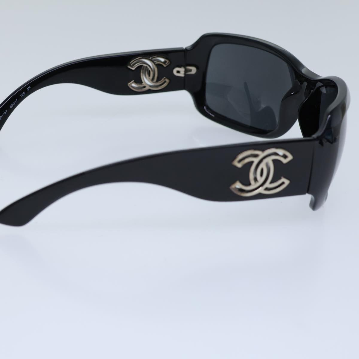 CHANEL Sunglasses plastic Black CC Auth 72154