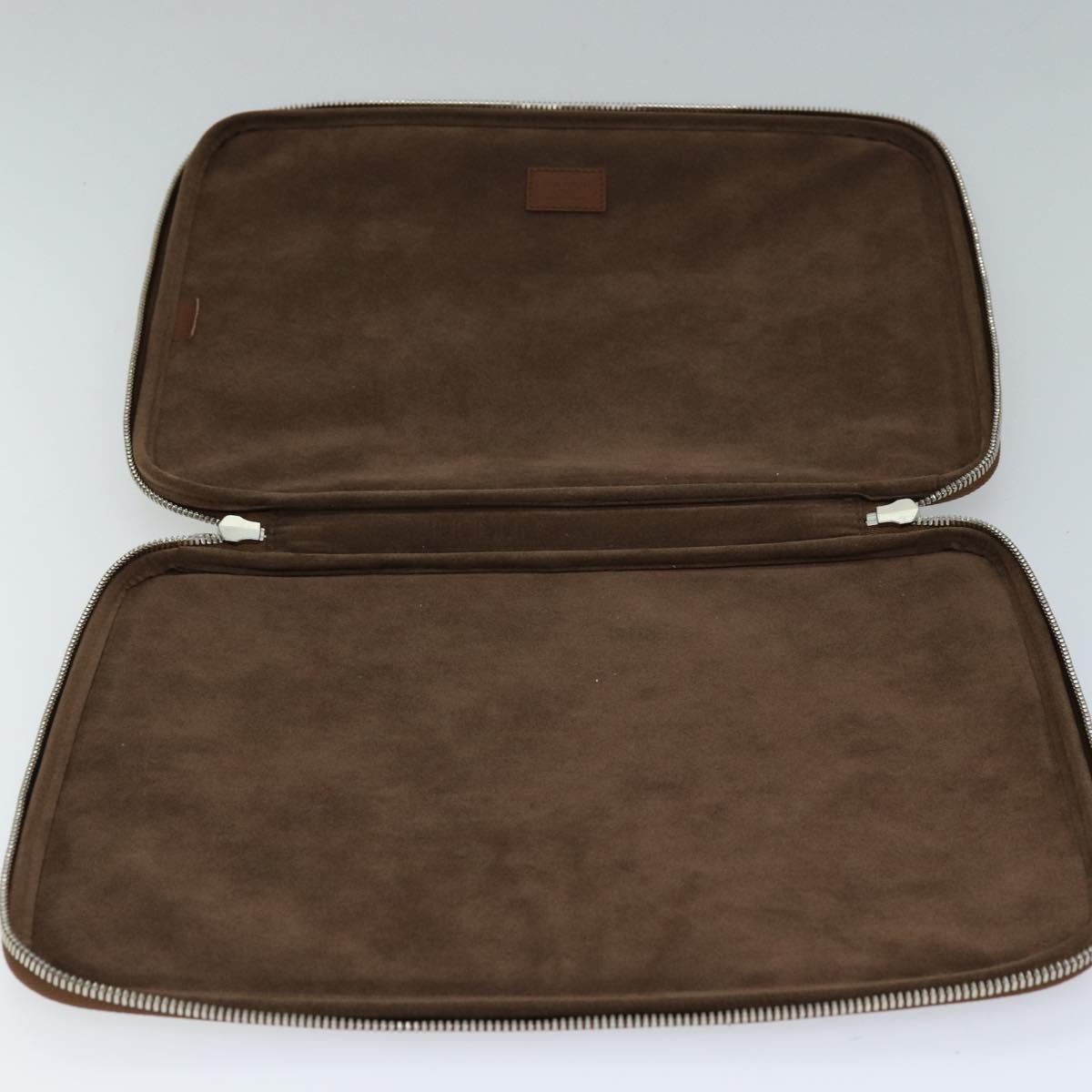 LOUIS VUITTON Computer Sleeve PC Case Leather Brown LV Auth 72161