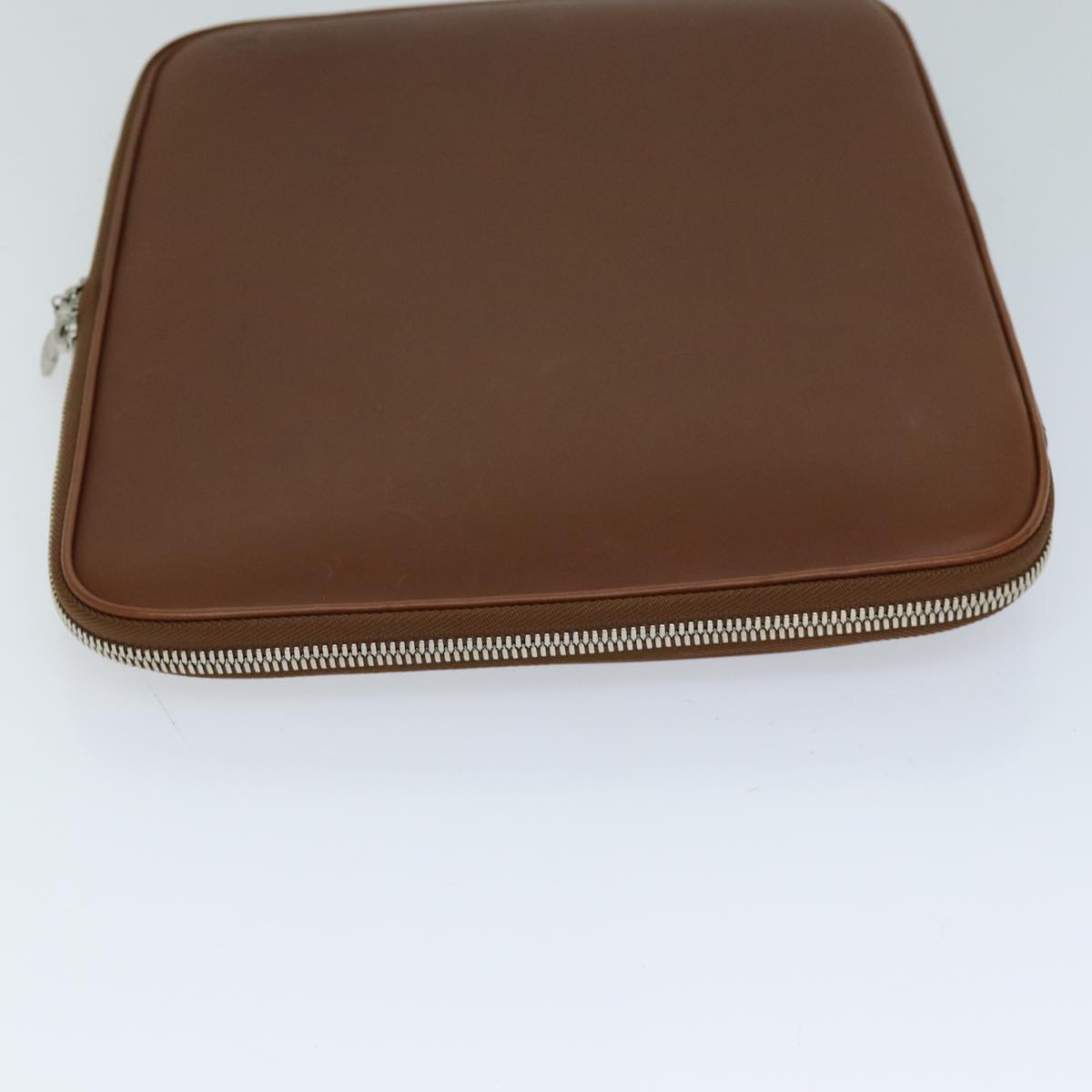 LOUIS VUITTON Computer Sleeve PC Case Leather Brown LV Auth 72161