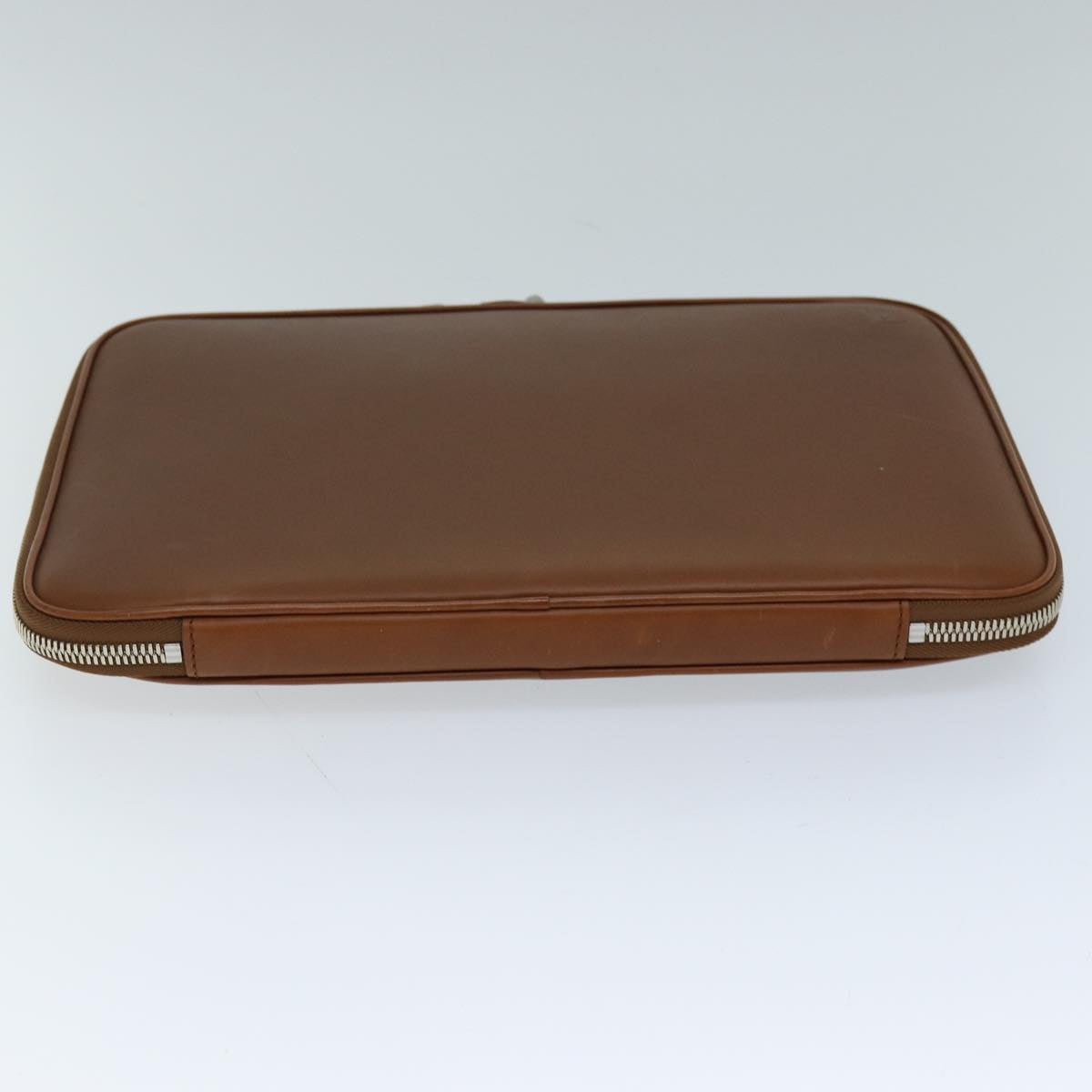 LOUIS VUITTON Computer Sleeve PC Case Leather Brown LV Auth 72161