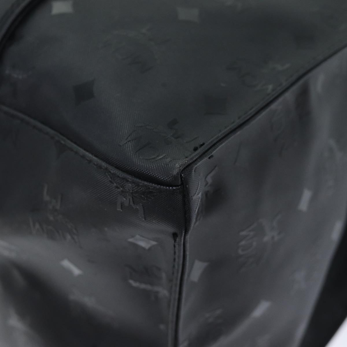 MCM Vicetos Logogram Tote Bag Coated Canvas Black Auth 72190