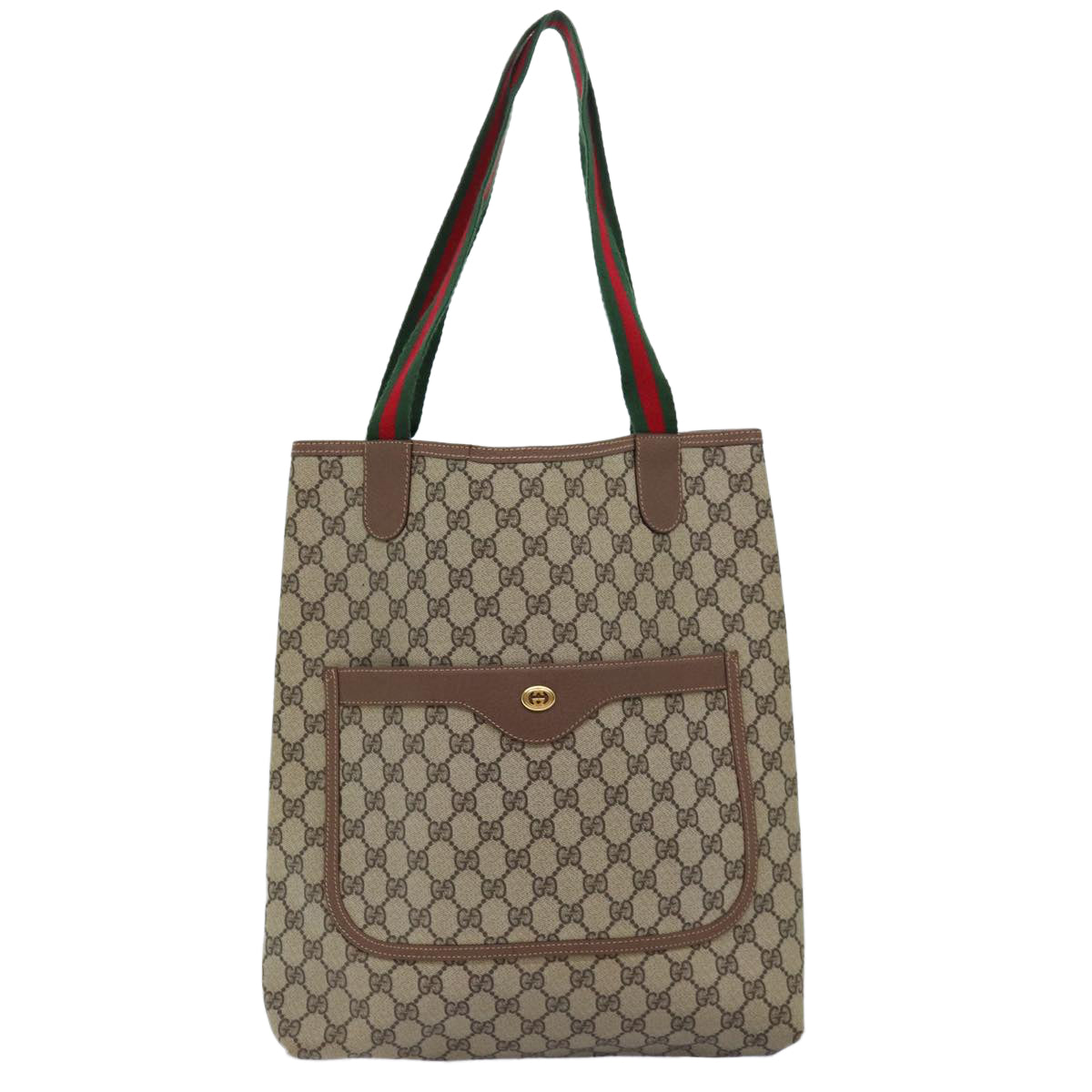 GUCCI GG Supreme Web Sherry Line Tote Bag Beige Red 002 123 6487 Auth 72203