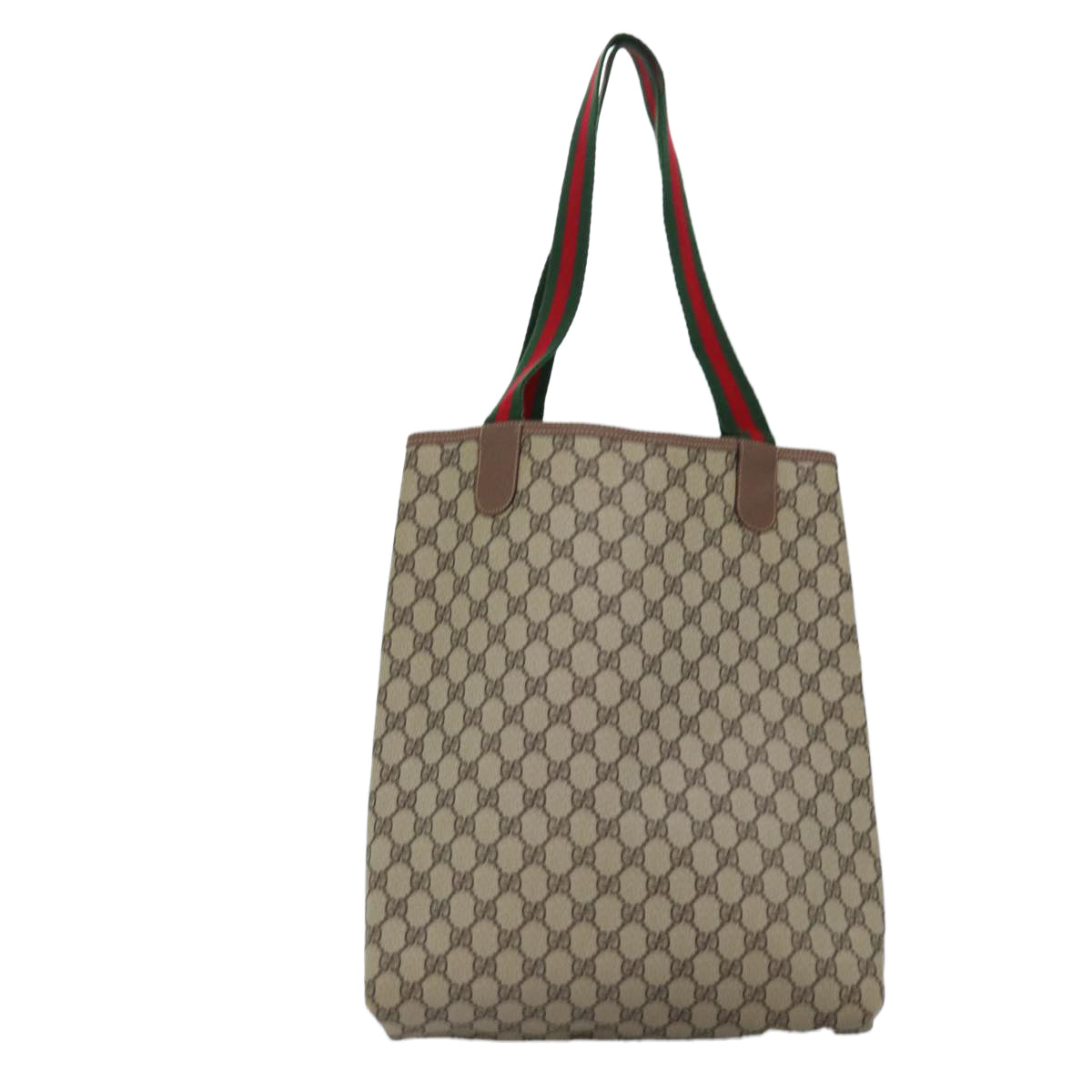 GUCCI GG Supreme Web Sherry Line Tote Bag Beige Red 002 123 6487 Auth 72203 - 0