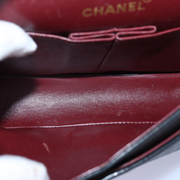 CHANEL Matelasse Chain Shoulder Bag Lamb Skin Black CC Auth 72241A