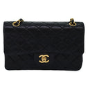 CHANEL Matelasse Chain Shoulder Bag Lamb Skin Black CC Auth 72241A-13