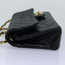 CHANEL Matelasse Chain Shoulder Bag Lamb Skin Black CC Auth 72241A-3