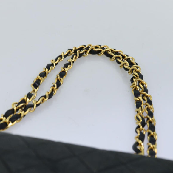 CHANEL Matelasse Chain Shoulder Bag Lamb Skin Black CC Auth 72241A
