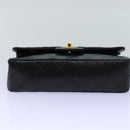 CHANEL Matelasse Chain Shoulder Bag Lamb Skin Black CC Auth 72241A-5