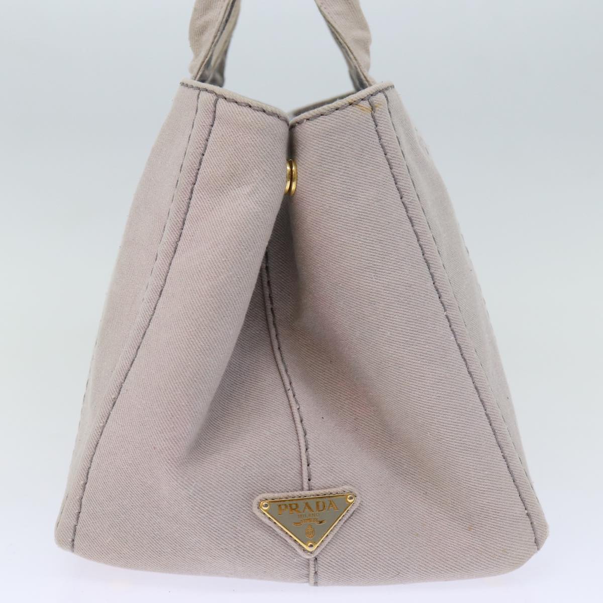 PRADA Canapa MM Hand Bag Canvas Gray Auth 72288