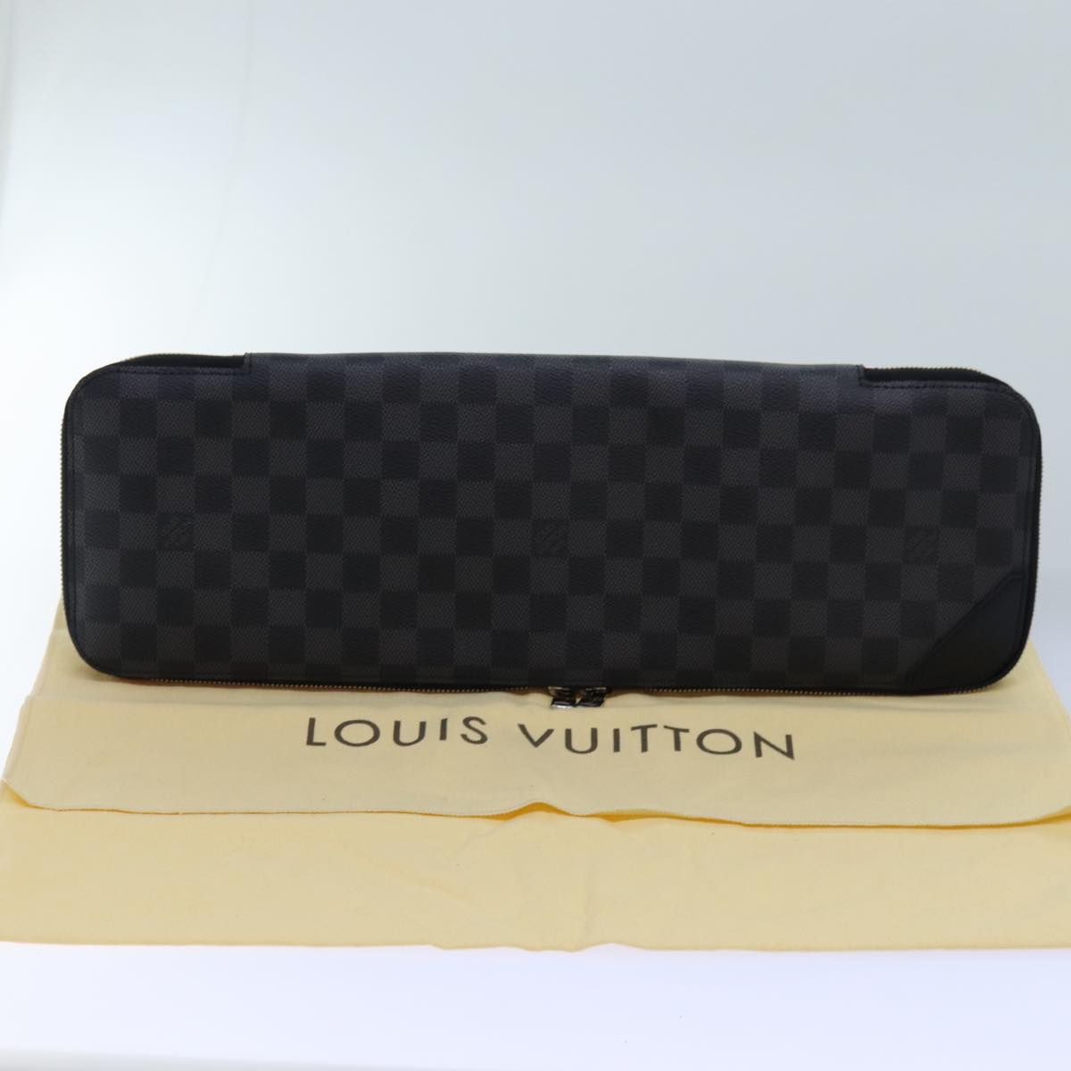 LOUIS VUITTON Damier Graphite Etui 5 Cravat Necktie Case N41136 LV Auth 72349