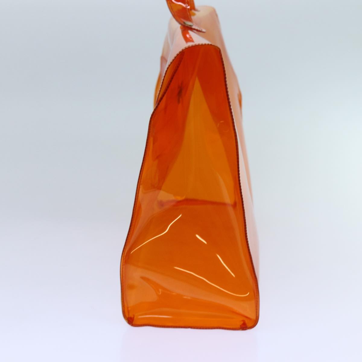 HERMES Vinyl Kelly Hand Bag Vinyl Orange Auth 72353