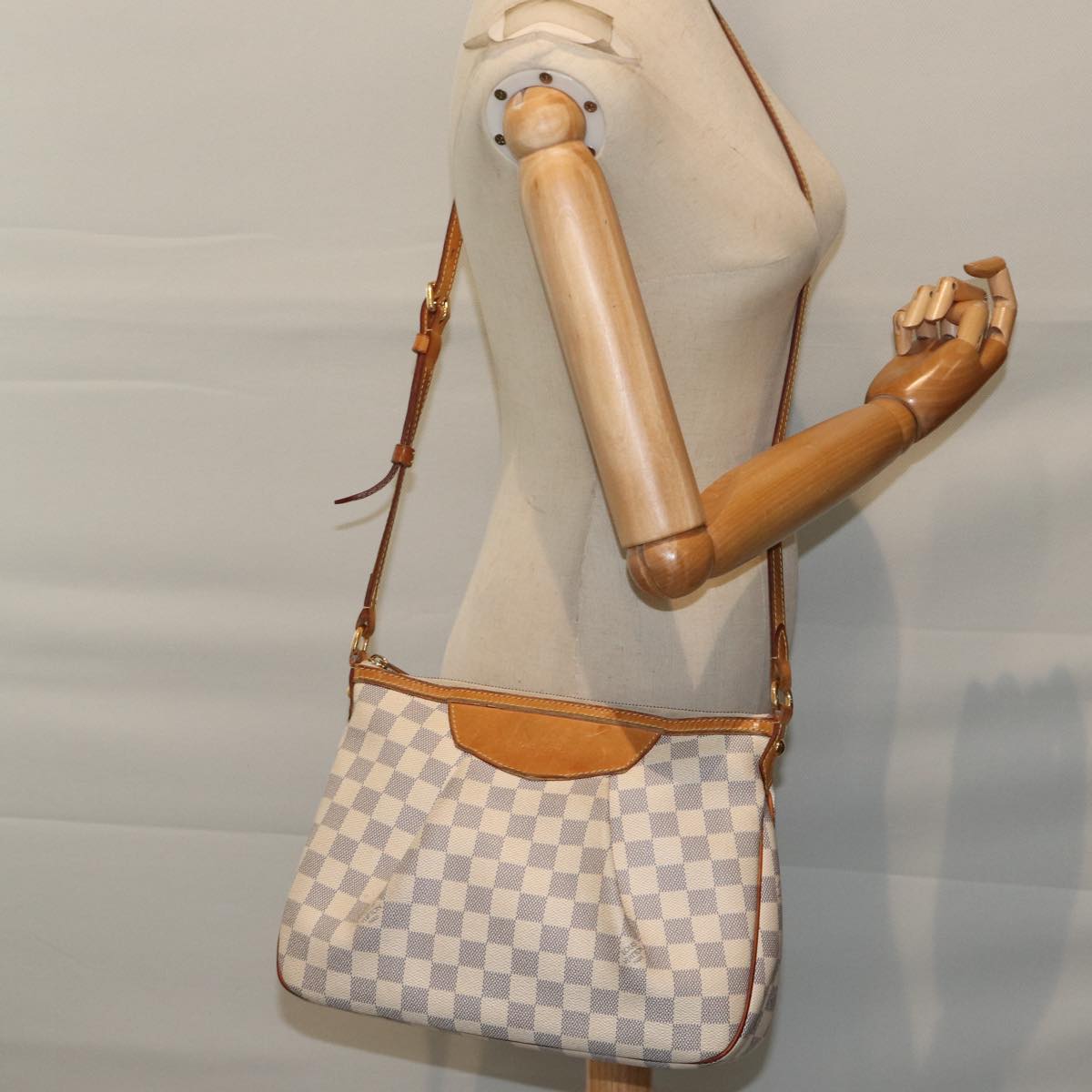 LOUIS VUITTON Damier Azur Siracusa PM Shoulder Bag N41113 LV Auth 72357