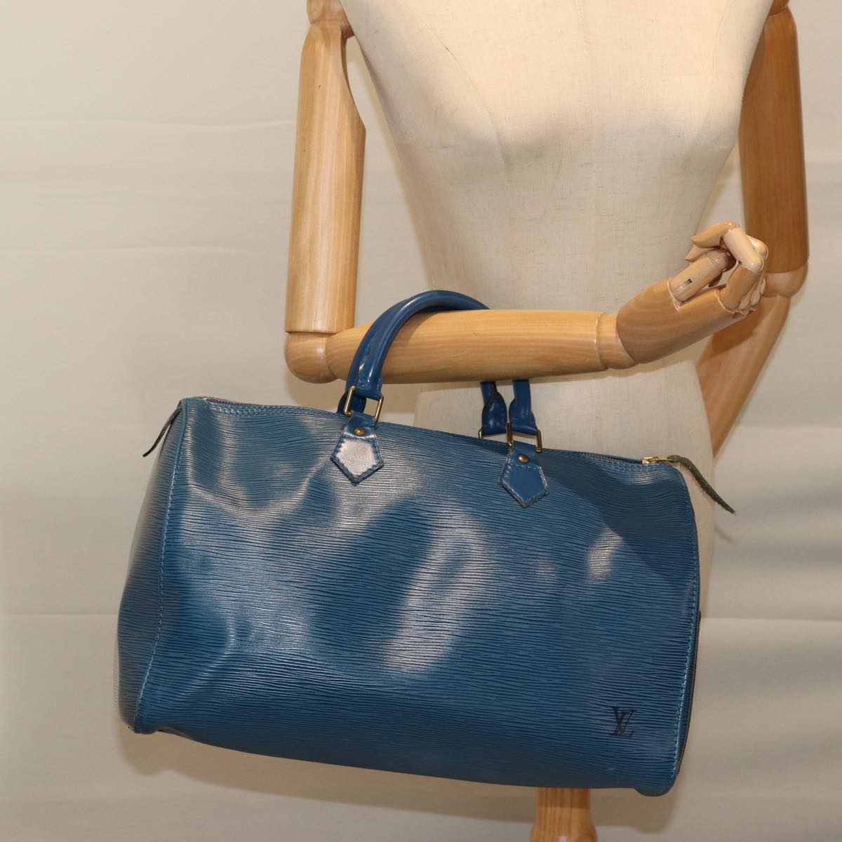 LOUIS VUITTON Epi Speedy 35 Hand Bag Toledo Blue M42995 LV Auth 72396