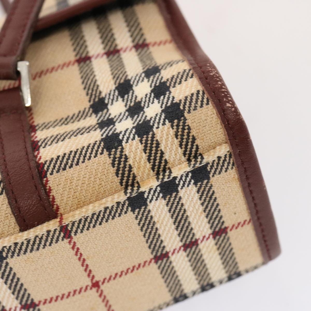 BURBERRY Nova Check Hand Bag Canvas Beige Auth 72404