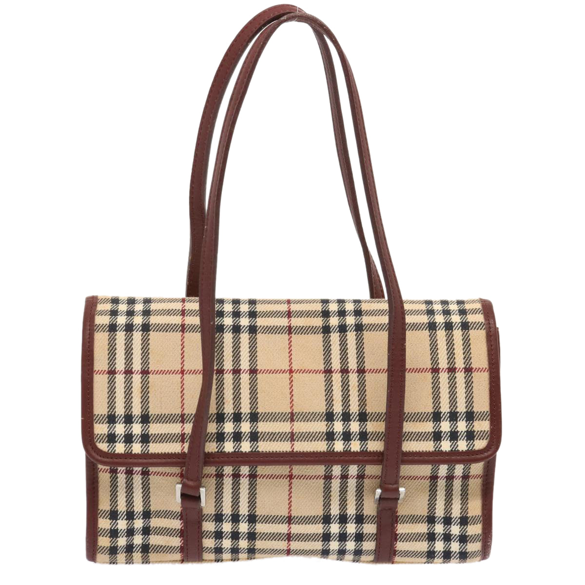 BURBERRY Nova Check Hand Bag Canvas Beige Auth 72404 - 0