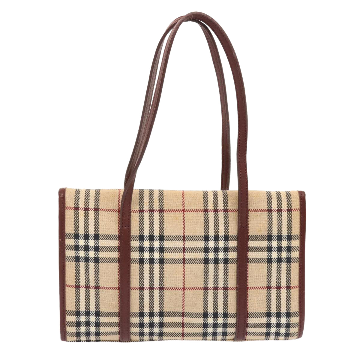 BURBERRY Nova Check Hand Bag Canvas Beige Auth 72404